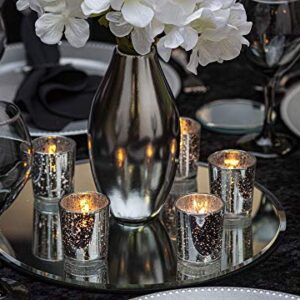 KISCO CANDLES Votive Candles with Holders 24-Pack 10 Hours | Silver Decorative Glass Home Décor | Beautiful Living Room, Kitchen, Bathroom Lighting | Long-Lasting Wax