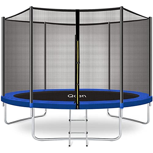 Trampoline 10FT 12FT 14FT 15FT Recreational Trampolines with Safety Enclosure Net&Basketball Hoop, ASTM Approved Combo Bounce Outdoor Waterproof Trampoline with Ladder for Kids and Adult