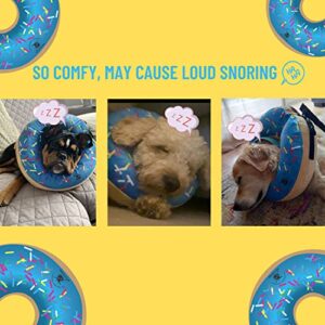 Dog Donut Collar | Great Alternative to a Traditional Dog Cone or a Soft Dog Cone Collar | Our Inflatable Dog Cone is an Excellent Cone for Dogs After Surgery | Dog Cones for Large Dogs (Blue)