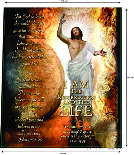 I Am The Resurrection, LED Flameless Devotion Prayer Candle, Religious Gift, 6 Hour Timer for More Hours of Enjoyment and Devotion! Dimensions 8.1875" x 2.375"