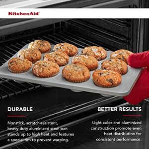 KitchenAid Nonstick Aluminized Steel Muffin Pan, 12-Cup, Silver