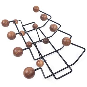 Practical Coat Rack, Hang It All Wall Hanger Coat Rack Solid Walnut Wooden Balls Wood Modern Wall Mounted Coat Hooks with Painted Solid Wooden Balls Classic Mid Century Coat Rack(Candy Hook)