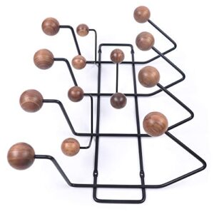 Practical Coat Rack, Hang It All Wall Hanger Coat Rack Solid Walnut Wooden Balls Wood Modern Wall Mounted Coat Hooks with Painted Solid Wooden Balls Classic Mid Century Coat Rack(Candy Hook)