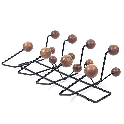 Practical Coat Rack, Hang It All Wall Hanger Coat Rack Solid Walnut Wooden Balls Wood Modern Wall Mounted Coat Hooks with Painted Solid Wooden Balls Classic Mid Century Coat Rack(Candy Hook)