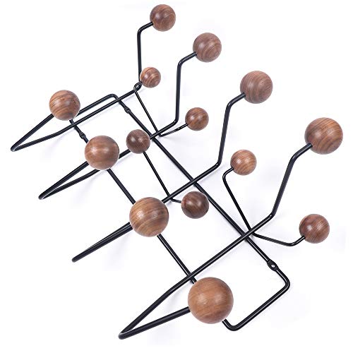 Practical Coat Rack, Hang It All Wall Hanger Coat Rack Solid Walnut Wooden Balls Wood Modern Wall Mounted Coat Hooks with Painted Solid Wooden Balls Classic Mid Century Coat Rack(Candy Hook)