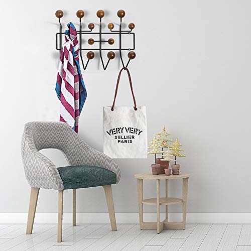 Practical Coat Rack, Hang It All Wall Hanger Coat Rack Solid Walnut Wooden Balls Wood Modern Wall Mounted Coat Hooks with Painted Solid Wooden Balls Classic Mid Century Coat Rack(Candy Hook)