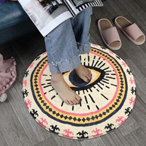 HAOCOO Spirit Eye Round Area Rugs 2ft Super Soft Velvet Vintage Throw Rug Non-Slip Creative Tribal Style Floor Carpet for Bedroom Living Room Nursery Decor