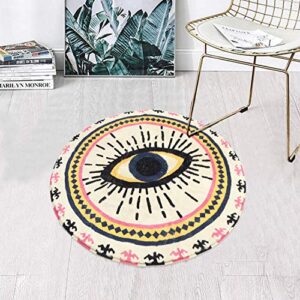 HAOCOO Spirit Eye Round Area Rugs 2ft Super Soft Velvet Vintage Throw Rug Non-Slip Creative Tribal Style Floor Carpet for Bedroom Living Room Nursery Decor