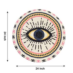 HAOCOO Spirit Eye Round Area Rugs 2ft Super Soft Velvet Vintage Throw Rug Non-Slip Creative Tribal Style Floor Carpet for Bedroom Living Room Nursery Decor