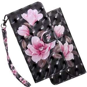 asdsinfor compatible with xiaomi redmi note 9 case 3d stylish wallet case credit cards slot with stand for pu leather shockproof flip magnetic compatible with xiaomi redmi note 9 pink flower bx