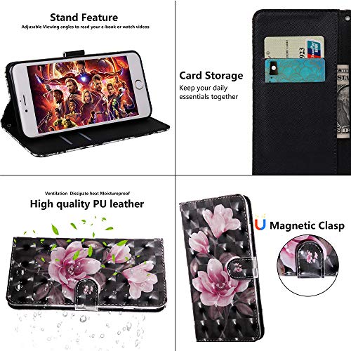 Asdsinfor Compatible with Xiaomi Redmi Note 9 Case 3D Stylish Wallet Case Credit Cards Slot with Stand for PU Leather Shockproof Flip Magnetic Compatible with Xiaomi Redmi Note 9 Pink Flower BX