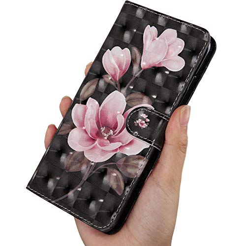 Asdsinfor Compatible with Xiaomi Redmi Note 9 Case 3D Stylish Wallet Case Credit Cards Slot with Stand for PU Leather Shockproof Flip Magnetic Compatible with Xiaomi Redmi Note 9 Pink Flower BX