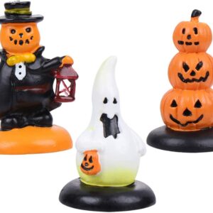 WINOMO 3Pcs Halloween Pumpkin Figurine Decorations,Halloween Pumpkin & Ghost Statue for Halloween Christmas Birthday Decor