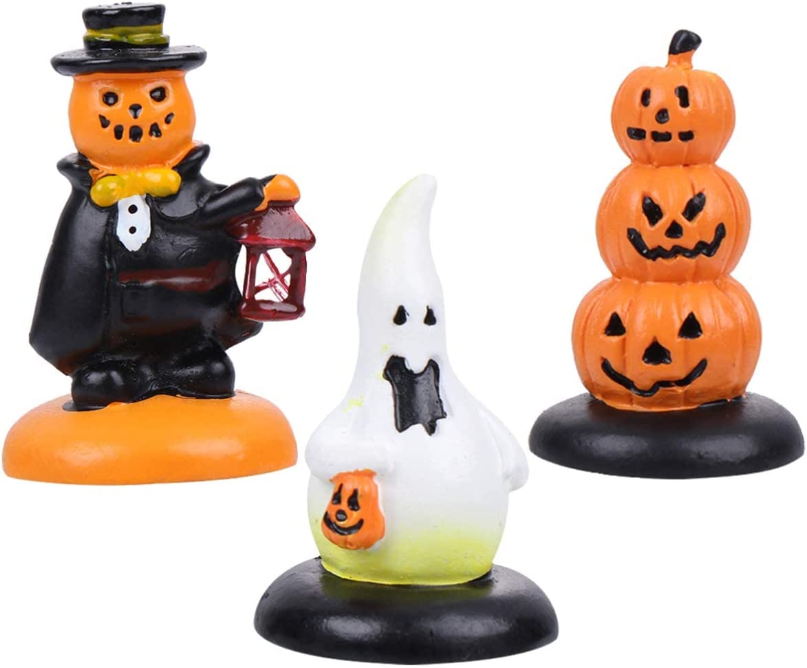 WINOMO 3Pcs Halloween Pumpkin Figurine Decorations,Halloween Pumpkin & Ghost Statue for Halloween Christmas Birthday Decor