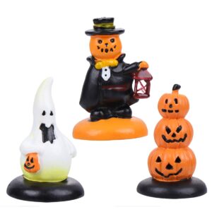 WINOMO 3Pcs Halloween Pumpkin Figurine Decorations,Halloween Pumpkin & Ghost Statue for Halloween Christmas Birthday Decor