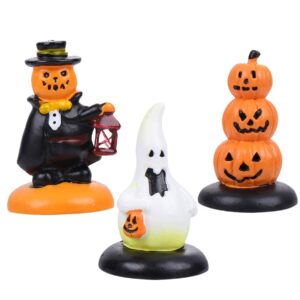 WINOMO 3Pcs Halloween Pumpkin Figurine Decorations,Halloween Pumpkin & Ghost Statue for Halloween Christmas Birthday Decor