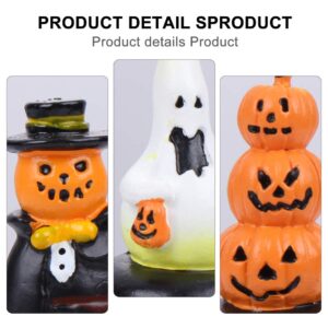 WINOMO 3Pcs Halloween Pumpkin Figurine Decorations,Halloween Pumpkin & Ghost Statue for Halloween Christmas Birthday Decor