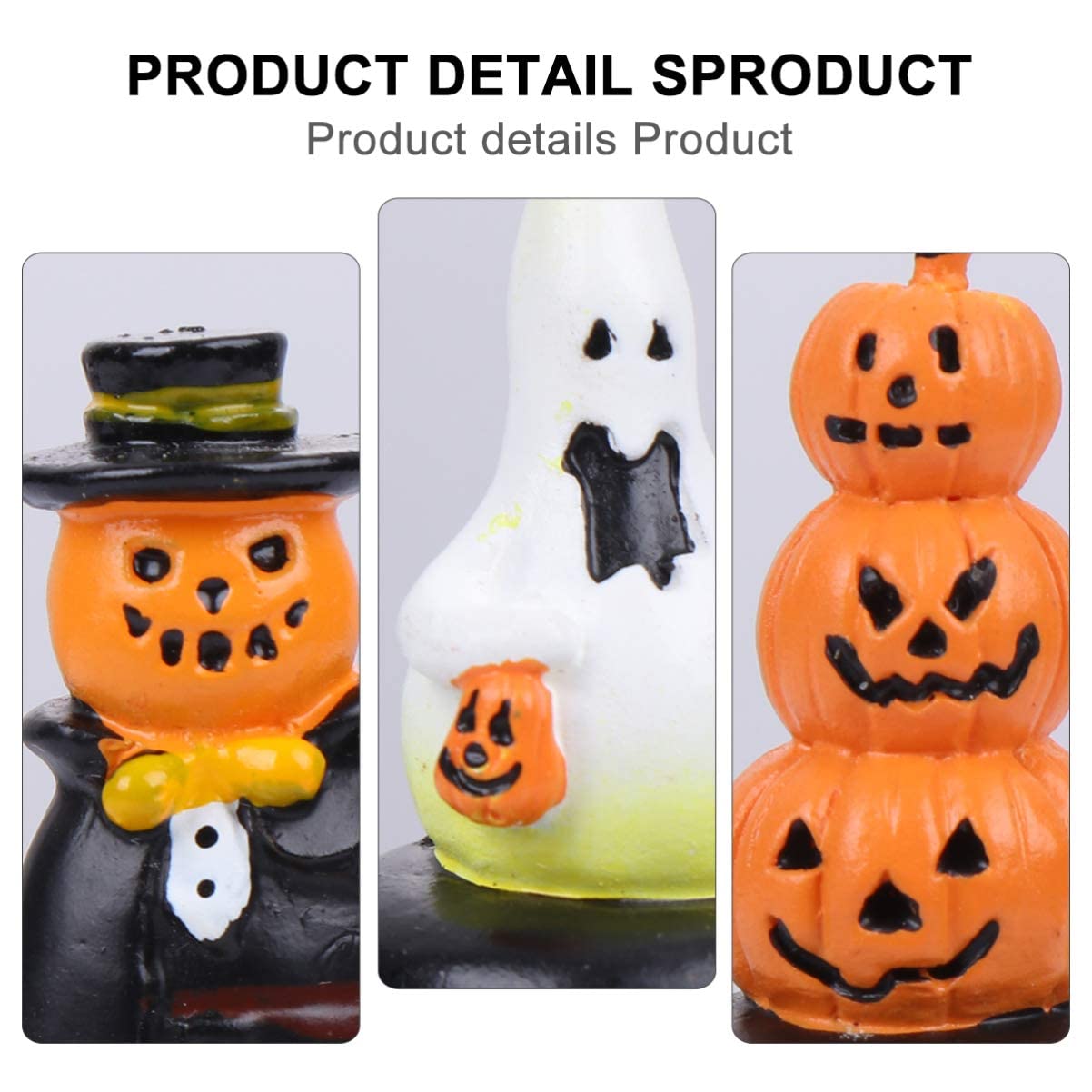 WINOMO 3Pcs Halloween Pumpkin Figurine Decorations,Halloween Pumpkin & Ghost Statue for Halloween Christmas Birthday Decor