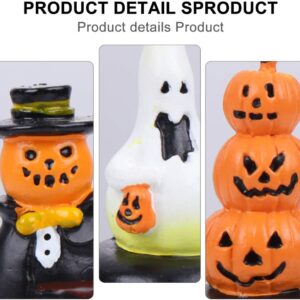 WINOMO 3Pcs Halloween Pumpkin Figurine Decorations,Halloween Pumpkin & Ghost Statue for Halloween Christmas Birthday Decor