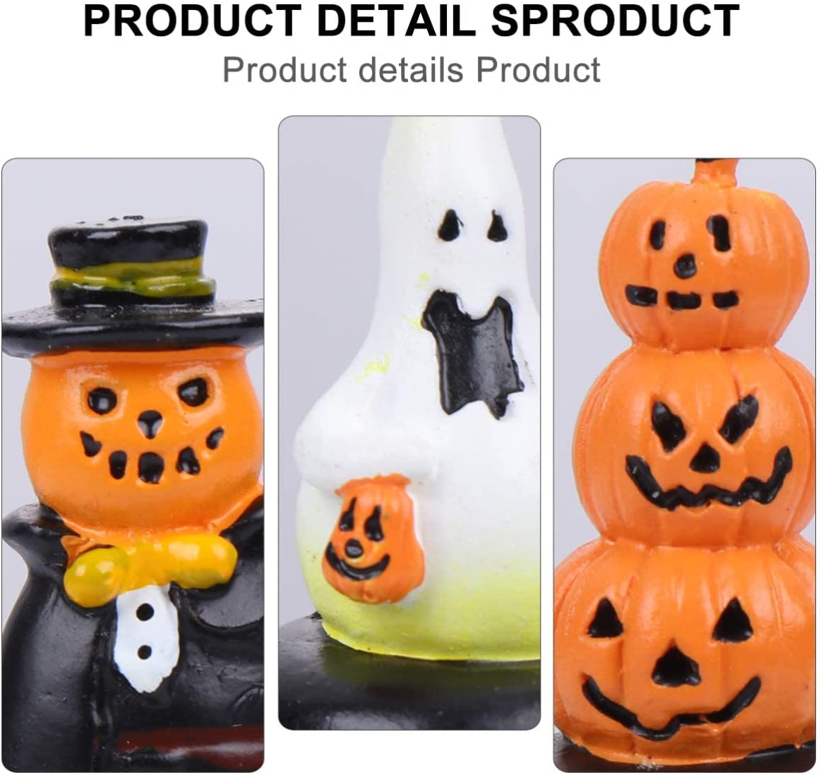 WINOMO 3Pcs Halloween Pumpkin Figurine Decorations,Halloween Pumpkin & Ghost Statue for Halloween Christmas Birthday Decor