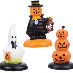 WINOMO 3Pcs Halloween Pumpkin Figurine Decorations,Halloween Pumpkin & Ghost Statue for Halloween Christmas Birthday Decor