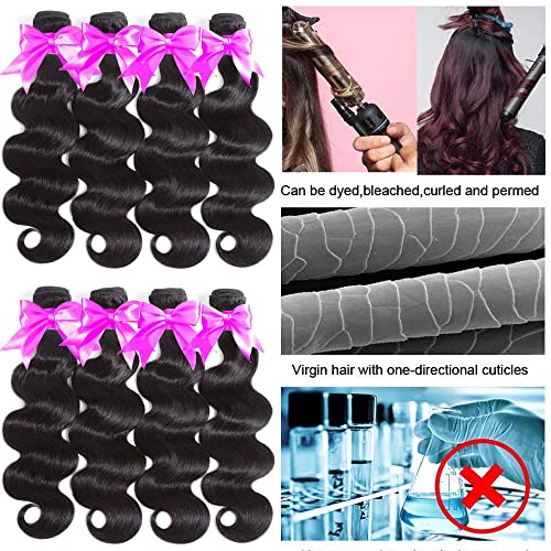 Body Wave Bundles Human Hair 4 Bundles (20 18 16 14 inches) 10A Brazilian Virgin Human Hair Bundles Body Wave 100% Unprocessed Human Hair Wavy Extensions Natural Color by Aelinsi