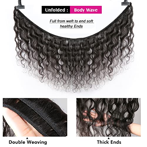 Body Wave Bundles Human Hair 4 Bundles (20 18 16 14 inches) 10A Brazilian Virgin Human Hair Bundles Body Wave 100% Unprocessed Human Hair Wavy Extensions Natural Color by Aelinsi