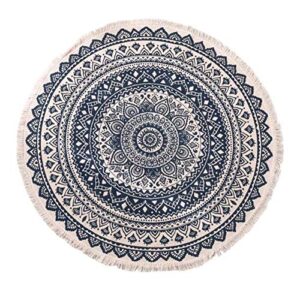 kitchen mat, bathroom mat, carpet, washable and so round cotton area rug, boho style geometric pattern soft carpet tassel rug chair pads machine washable easy clean for home living room bedroom dining