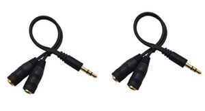 traovien 3.5mm splitter , 2pcs y splitter adapter wire , 3.5mm jack separate headphone & mic plug adapter 1male to 2 female(0.2m/8inch)