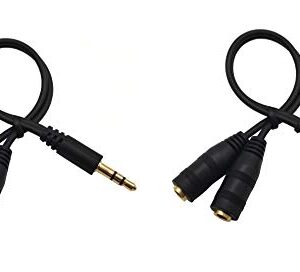 Traovien 3.5mm Splitter , 2Pcs Y Splitter Adapter Wire , 3.5mm Jack Separate Headphone & Mic Plug Adapter 1Male to 2 Female(0.2M/8Inch)