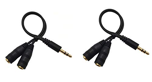 Traovien 3.5mm Splitter , 2Pcs Y Splitter Adapter Wire , 3.5mm Jack Separate Headphone & Mic Plug Adapter 1Male to 2 Female(0.2M/8Inch)