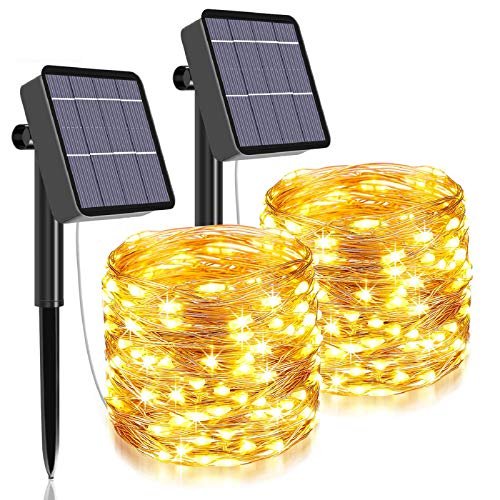 Solar String Lights Outdoor,480 LED Total&160 Ft Ultra Long Starbright Solar Light with 1200 Mah Battery Backup,8 Modes Solar Fairy Lights for Garden Patio Yard Party Decoration (2Pack- Warm White)