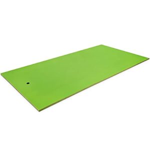 GYMAX Floating Water Mat, 12' x 6' Foam Water Floating Pad with Safe Bungee Tether and Storage Straps, 3-Layer XPE Foam Floating Island for Pool Lake River Outdoor Water Activities (Green)