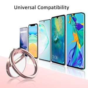 Finger Ring Stand, ICHECKEY Phone Ring Kickstand 360° Rotation Metal Grip Holder for Magnetic Car Mount Compatible with All Smartphone, iPad, Tablet - Rose Gold/Silver (Rose2pcs)