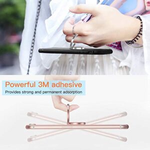 Finger Ring Stand, ICHECKEY Phone Ring Kickstand 360° Rotation Metal Grip Holder for Magnetic Car Mount Compatible with All Smartphone, iPad, Tablet - Rose Gold/Silver (Rose2pcs)