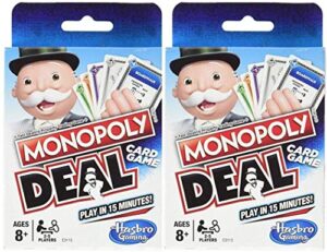 monopoly deal classic blue 2-pack - hasbro card game deck - 110 playing cards
