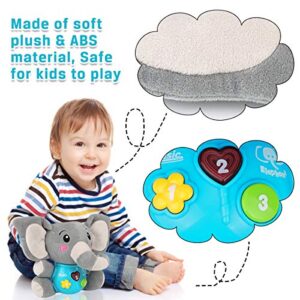 Aitbay Plush Elephant Music Baby Toys 0 3 6 9 12 Months, Cute Stuffed Aminal Light Up Baby Toys Newborn Baby Musical Toys for Infant Babies Boys & Girls Toddlers 0 to 36 Months