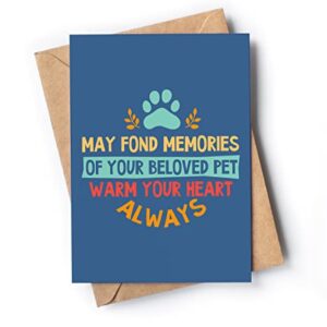 Sympathy card for loss of dog with envelope | Pet sympathy present for dog's passing | May Fond Memories of Your Beloved Pet Warm Your Heart Always