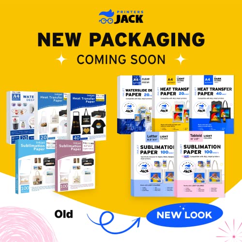 Printers Jack Sublimation Paper 13 x 19 inches 100 Sheets 120gsm, Compatible with Epson & Sawgrass Inkjet Printer with Sublimation Ink Heat Transfer Paper Sublimation for T-shirts Mugs Light Fabric