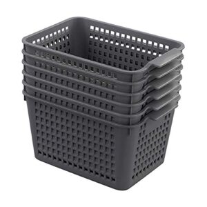 sandmovie gray plastic storage baskets, 6 packs