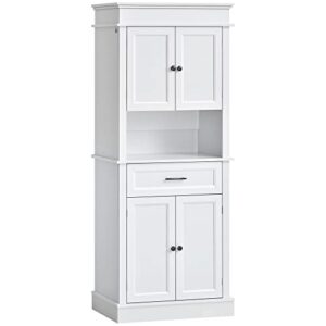homcom traditional buffet with hutch, freestanding kitchen pantry storage cabinet with doors and drawer, adjustable shelving, white