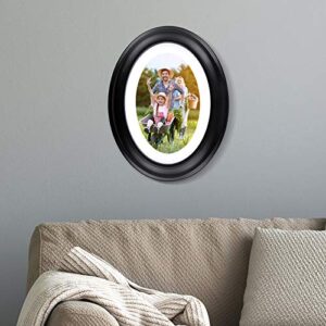 VOSAREA Picture Frame Wood Classic Oval 7 Inch Wall Hanging Decoration with Seamless Nail and S Nail for Decorating Kids Room Black