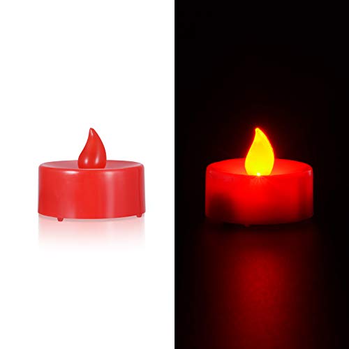 PChero 18 Packs Red LED Tea Lights, Battery Operated Flickering Flameless Tealights Electric Candles, Decorations for Wedding Party Halloween Christmas Centerpieces and Festival Celebration