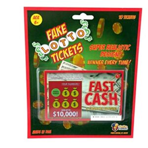 Jereco Global Phony Fake Lotto Tickets Set of 10 Super Realistic Scratch Off Lottery Ticket Joke Prank (1 Pack)