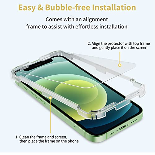 UNBREAKcable 3-Pack Screen Protector for iPhone 12 Mini, Double Shatterproof Tempered Glass [Easy Installation] [9H Hardness] [99.99% HD Clear] [Case Friendly] for iPhone 12 Mini (5.4- Inch)