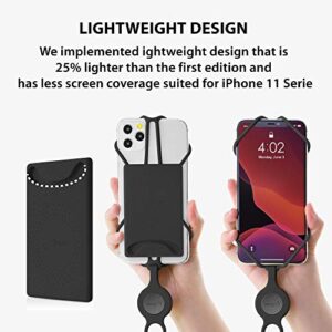 【Bone】 Crossbody Lanyard Phone Tie 2nd Card Holder for Phone Universal Crossbody Phone Lanyard for iPhone 13 12 11 Pro Max Mini, Adjustable Silicone Lanyard, Fits Phone 4-6.7" - Black