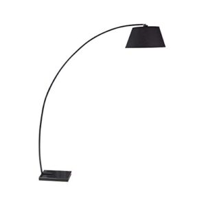 sh lighting 80" arc floor lamp - feature one hanging empire fabric shade and sturdy square marble base - great for living rooms, bedrooms, or arching over couches (black)