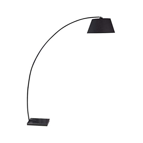 SH Lighting 80" Arc Floor Lamp - Feature One Hanging Empire Fabric Shade and Sturdy Square Marble Base - Great for Living Rooms, Bedrooms, or Arching Over Couches (Black)