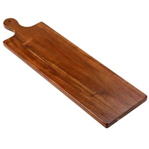 birdrock home 31.5” acacia wooden cheese serving board with handle - large - extra long - party charcuterie for appetizers food kitchen platter - bread meat fruit display - natural wood - espresso