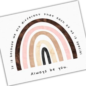 diversity art for kids always be you! promote unity celebrate diversity - it is because we are different that each of us is special - unframed poster print - 5x7", 8x10", 11x14", 16x20" or 24x36"